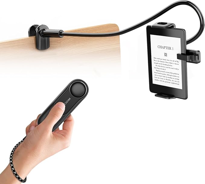 hogance Halterung für Kindle mit RF-Fernbedienung zum Umblättern HKRC005 für iPad/Tablets 4,7–10,35 Zoll Freihändiges Lesen