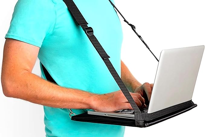 HUFACAI Laptop-Ständer für 13 Zoll Laptops, ergonomischer Schreibtischgurt mit Schulterpolsterung und Reißverschlusstasche