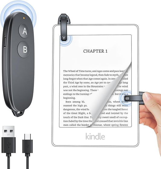 OMYPOTT RF-Fernbedienung Seitenwender für Kindle Paperwhite, eReader, Tablets - kabellos, USB-C, simulierter Fingerklick